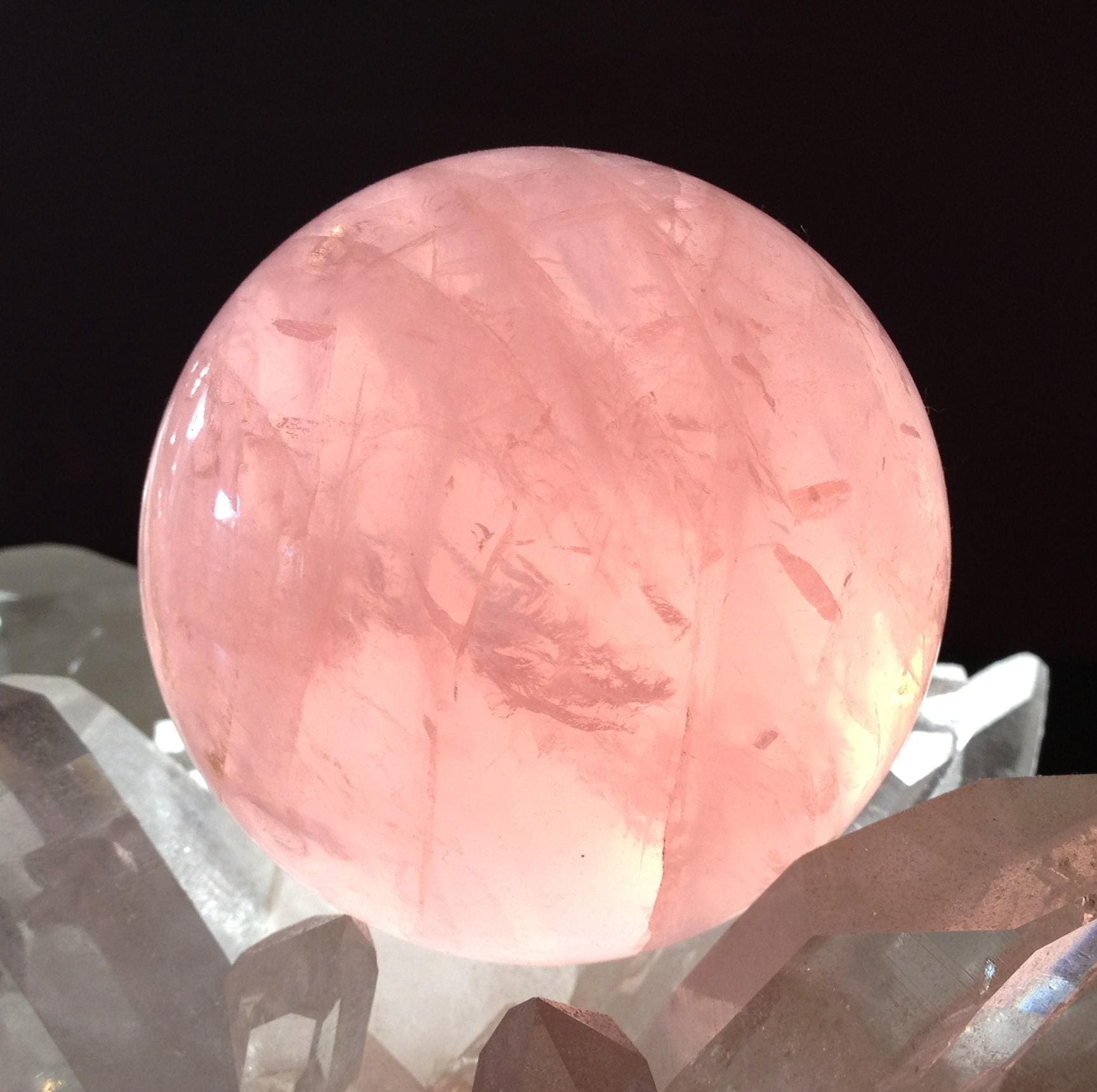 Rose Quartz sphere - the shape and polishing make its inner essence more accessible - than it would be were the chunk left rough