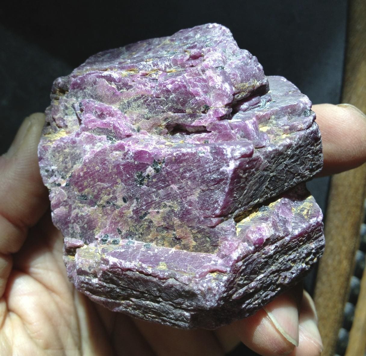 Ruby Crystal - the super earth grounder - displaying its red & purple color combination.