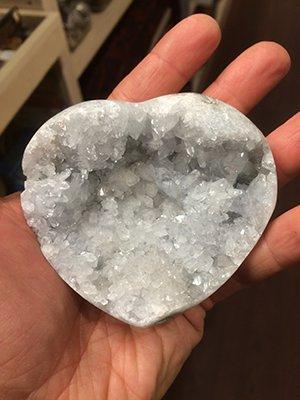 Celestite heart and cluster