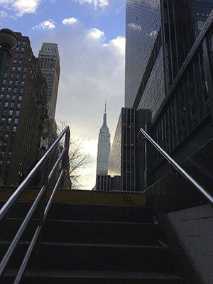 emerging from the subway, into the skyline...the Empire State building