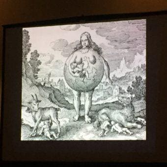 An antique book image of Sophia, the World within a Woman.