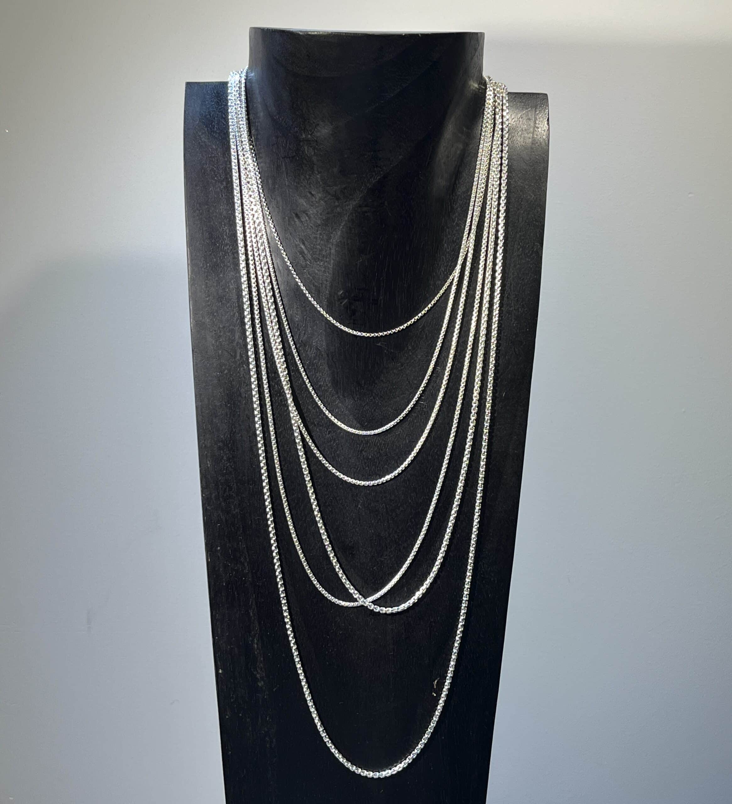 Chain (Sterling) 20" Rounded Box (1.8mm) necklace for pendant - Image 3