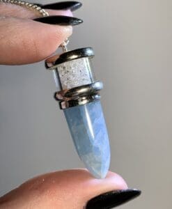 Aquamarine Herkimer Diamond deluxe pendulum (Sterling cap) healing crystal