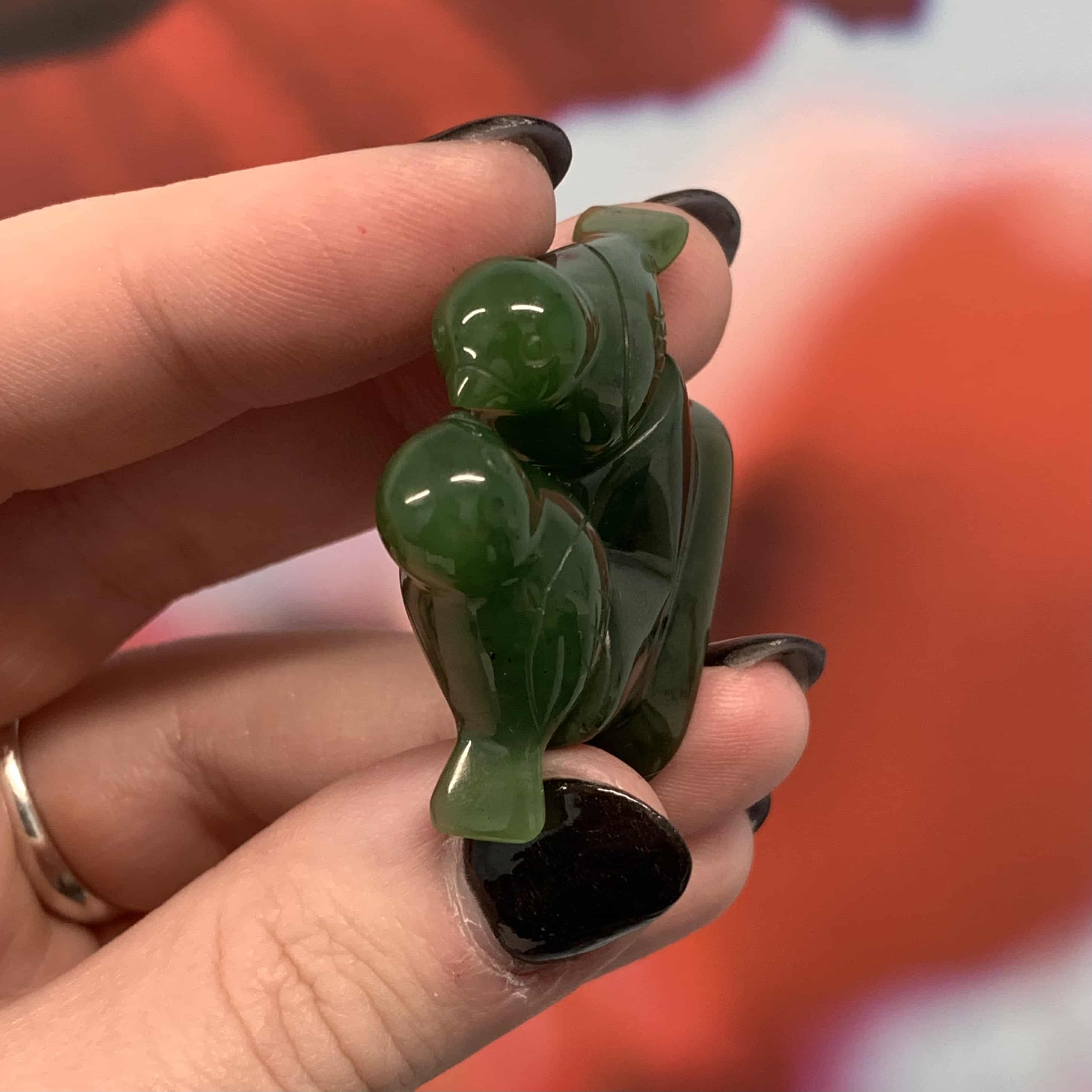 Jade (Nephrite) lovebird/songbird pair (carving) healing crystal - Image 5