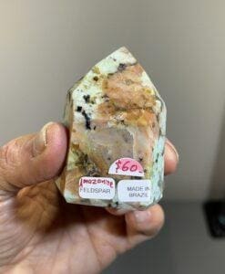 Amazonite (blue) and Feldspar (orange) tower, healing crystal