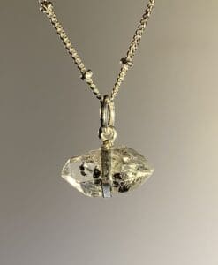 Herkimer Diamond (Himalayan) Sterling station necklace healing crystal