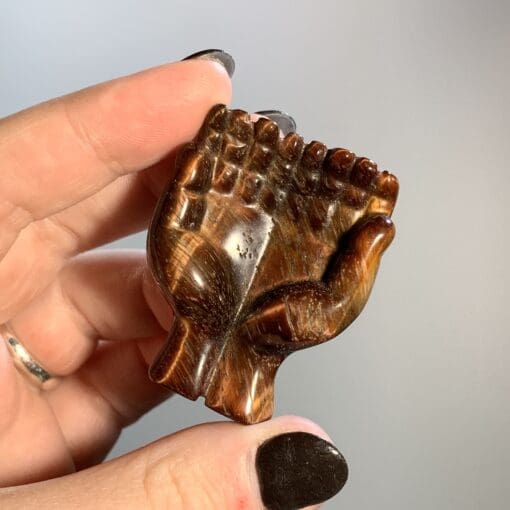 Tiger Eye (red) 'healing hands' like bowl cupped together healing crystal - Image 2