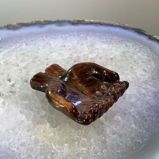Tiger Eye (red) 'healing hands' like bowl cupped together healing crystal - Image 4