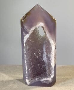 Agate lavender chalcedony druzy standing tower healing crystal