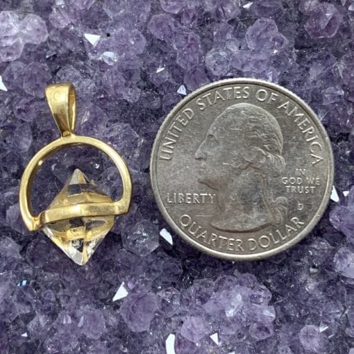 Herkimer Diamond type pendant for necklace, vermeil, healing crystal - Image 2