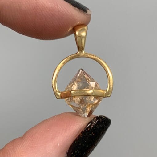Herkimer Diamond type pendant for necklace, vermeil, healing crystal - Image 3