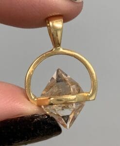Herkimer Diamond type pendant for necklace, vermeil, healing crystal