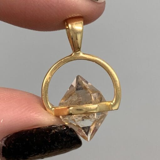 Herkimer Diamond type pendant for necklace, vermeil, healing crystal
