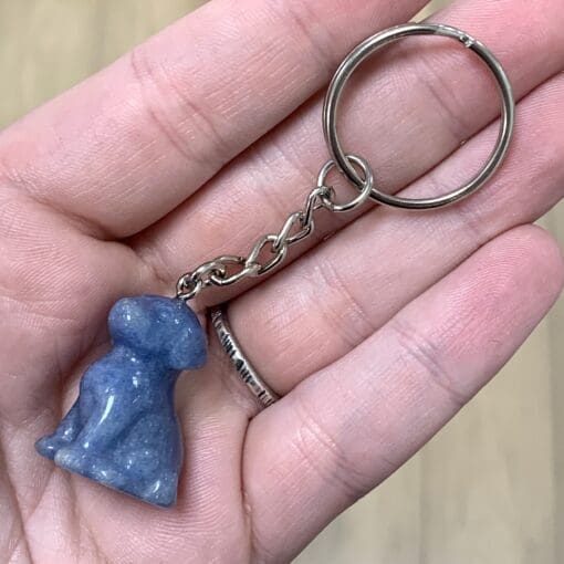 Quartz (blue) Aventurine puppy dog key chain healing crystal - Image 5