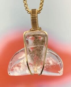 Quartz (clear) exquisite 'whale tail' GF wrapped pendant healing crystal