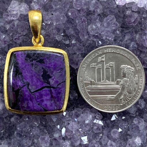 Sugilite 18K GOLD Vermeil pendant for necklace healing crystal - Image 6