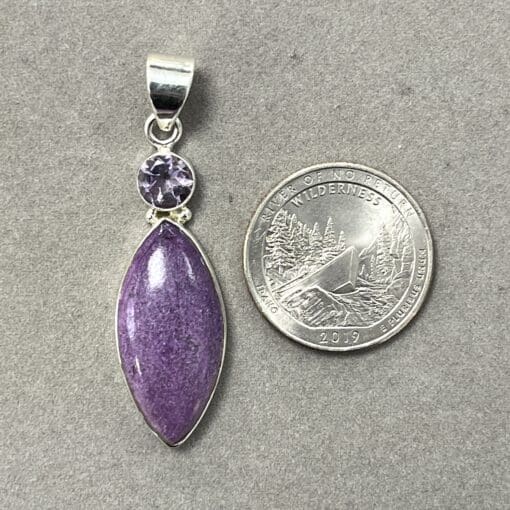 Stitchtite w/ Amethyst 'vertical eye' Sterling pendant healing crystal - Image 2