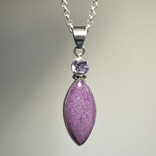 Stitchtite w/ Amethyst 'vertical eye' Sterling pendant healing crystal - Image 3