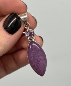 Stitchtite w/ Amethyst 'vertical eye' Sterling pendant healing crystal