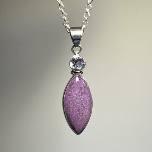 Stitchtite w/ Amethyst 'vertical eye' Sterling pendant healing crystal - Image 4