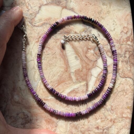 Sugilite fine rounded rainbow bead necklace #13 healing crystal